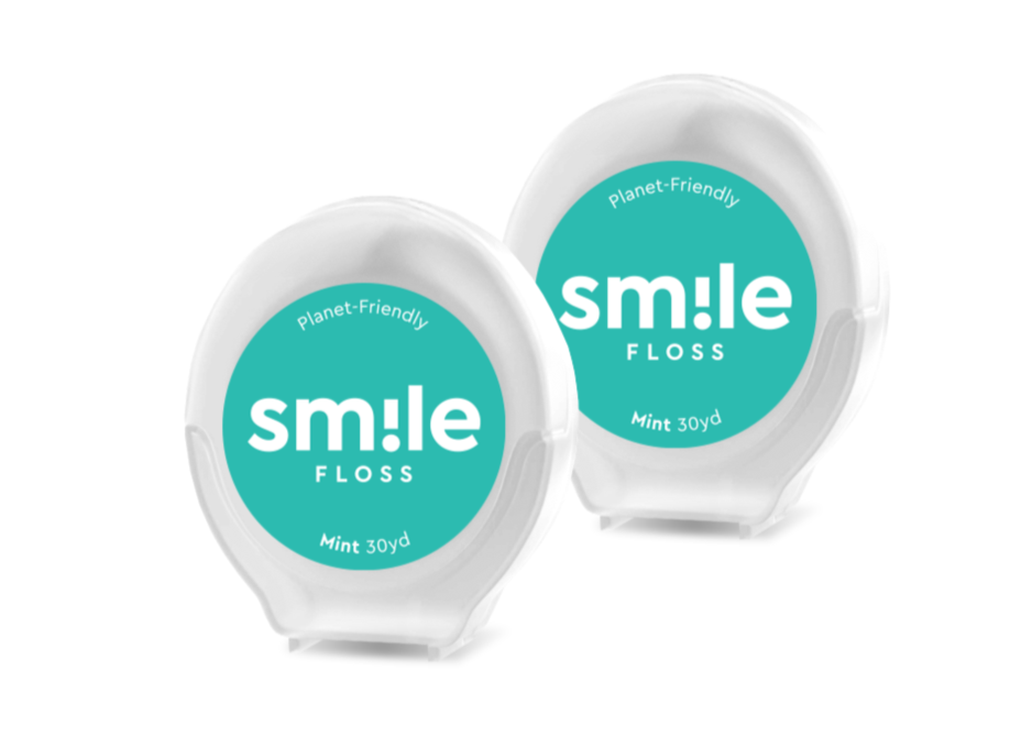 Mockup of Mint Smile Floss 2-pack showing sustainable packaging