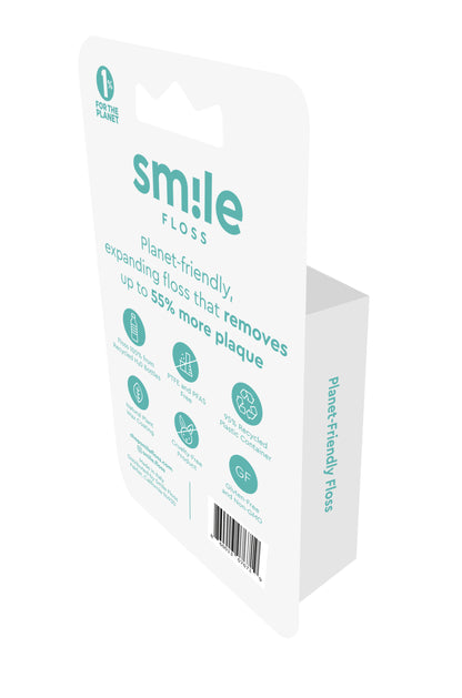 Back view of Mint Smile Floss packaging with product details
